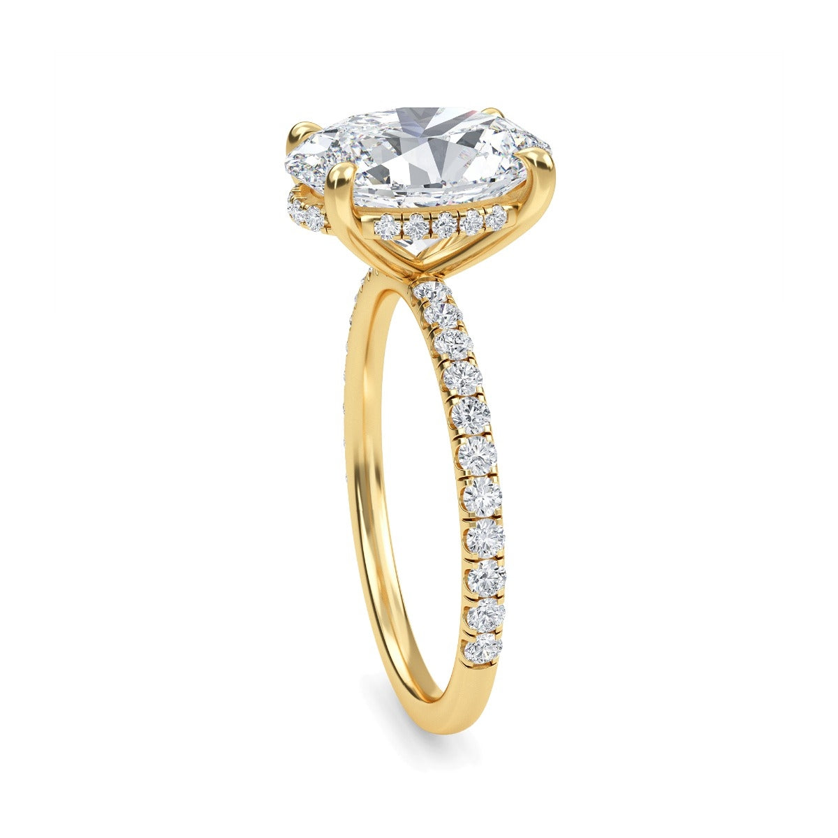 2.70 Carats Oval Shape Moissanite Hidden Halo & Pave Engagement Ring