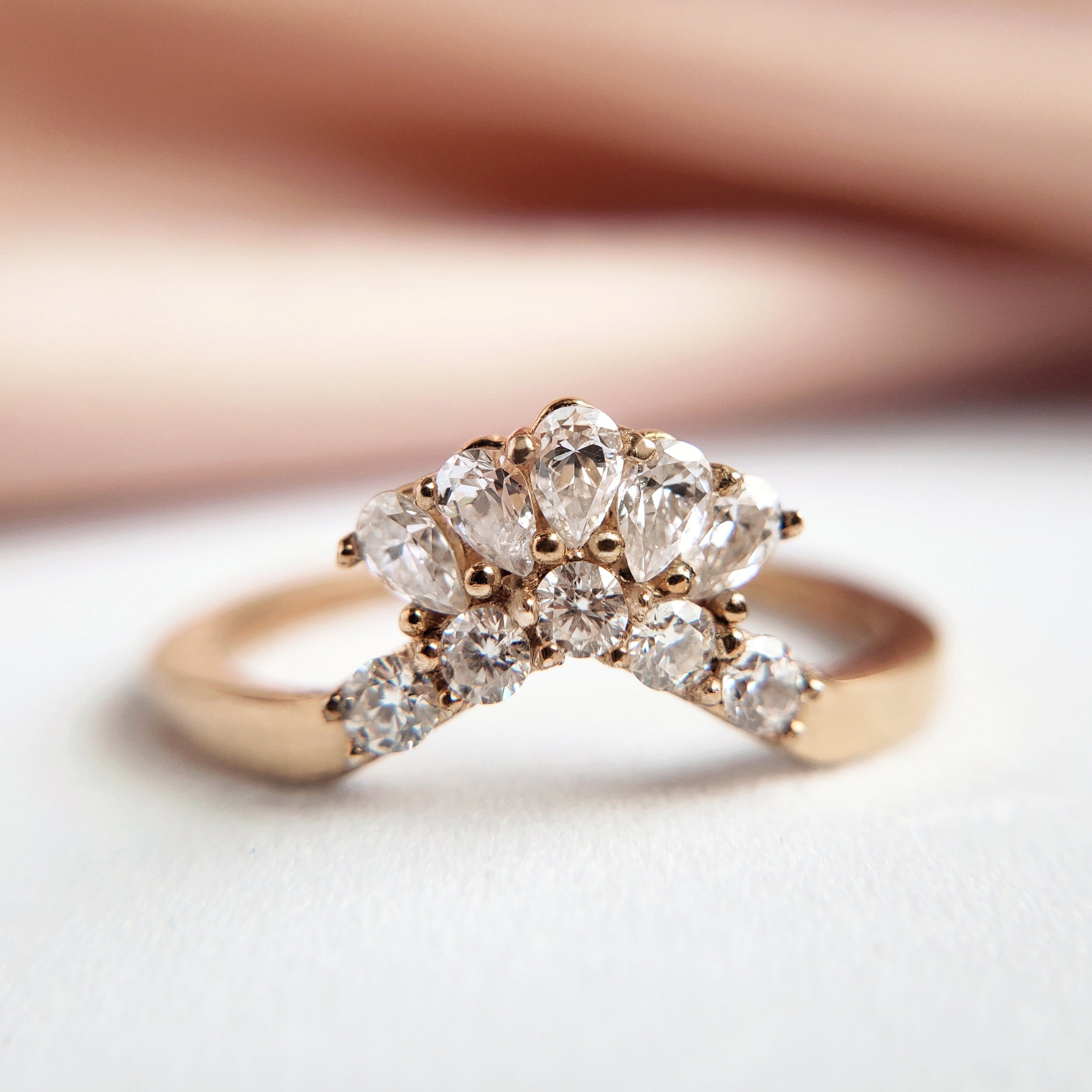 0.25 Carats Moissanite Round & Pear Shape Vintage Wedding Band