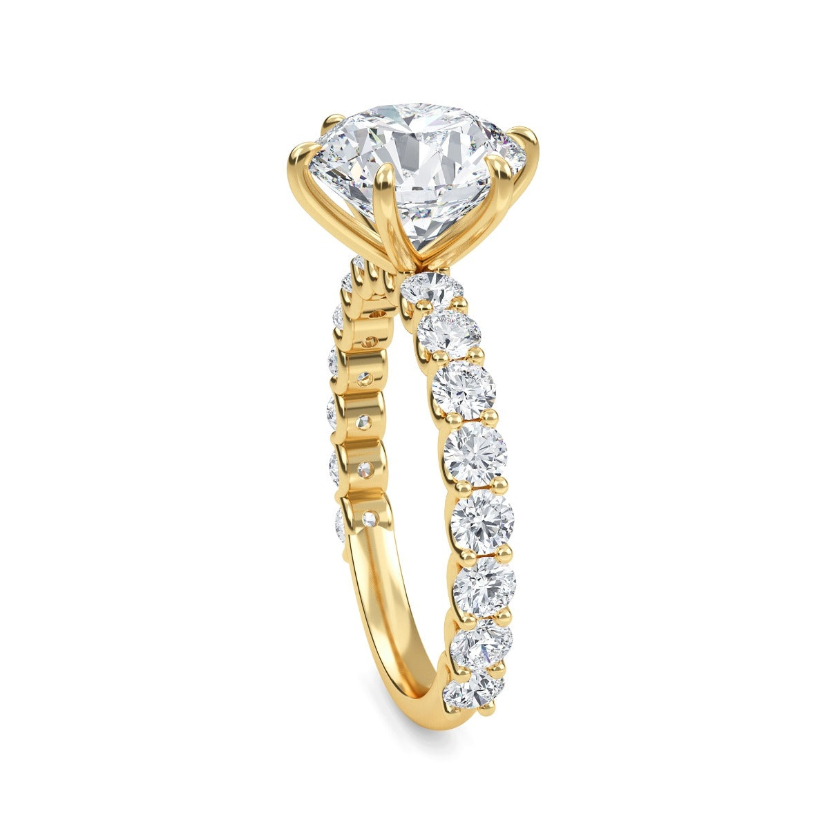 3.0 Carats Round Shape Moissanite Pave Engagement Ring
