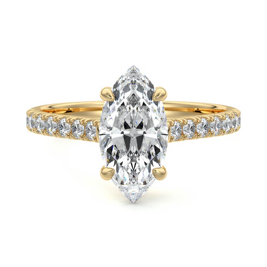 3.50 Carats Lab Grown Diamond Marquise Shape E-VS1 Pave Engagement Ring
