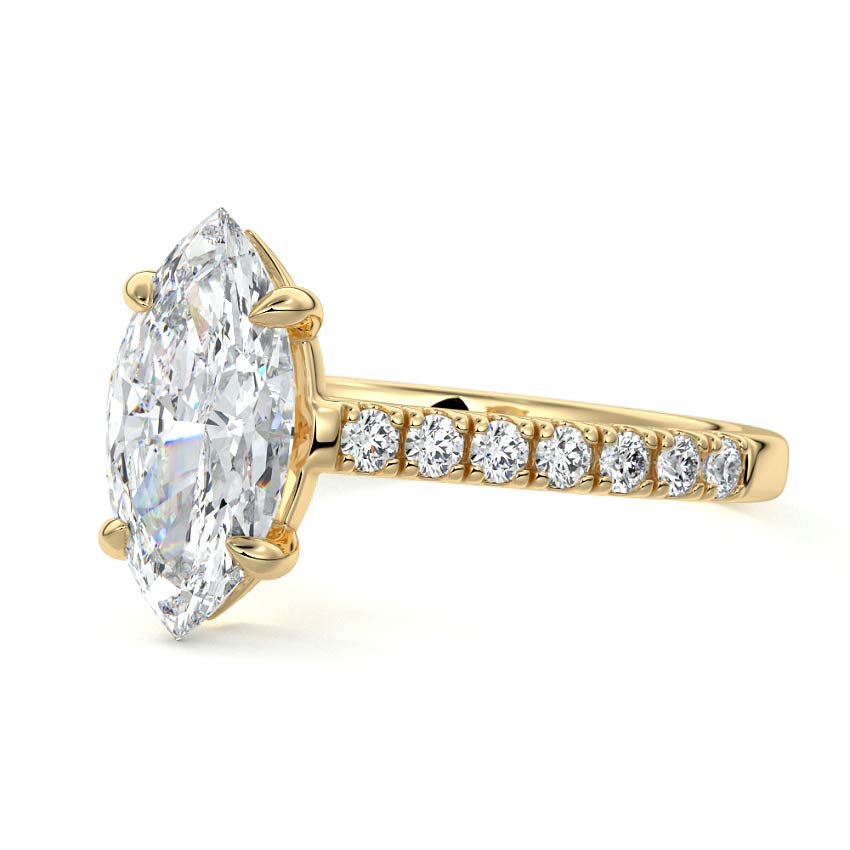 3.50 Carats Lab Grown Diamond Marquise Shape E-VS1 Pave Engagement Ring