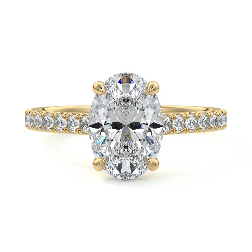 3.0 Carats Lab Grown Diamond Oval Shape E-VS1 Pave Engagement Ring