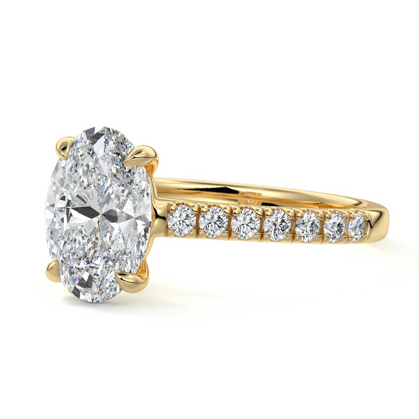 3.0 Carats Lab Grown Diamond Oval Shape E-VS1 Pave Engagement Ring