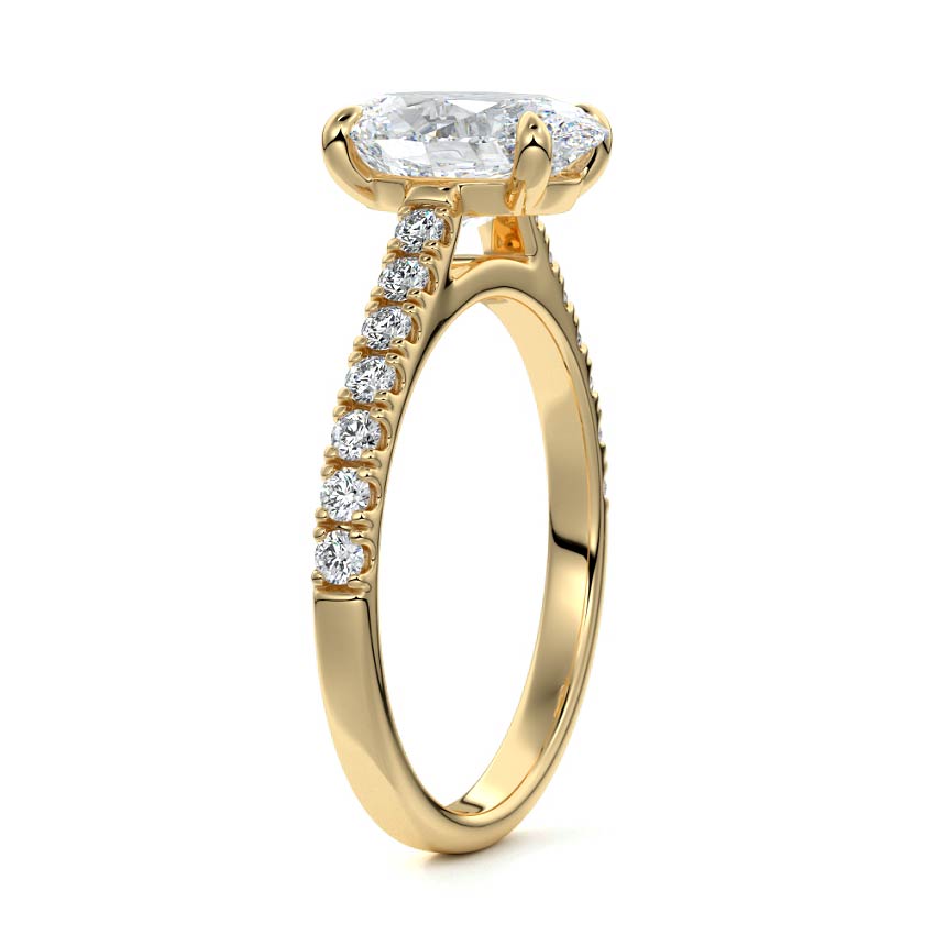 3.0 Carats Lab Grown Diamond Oval Shape E-VS1 Pave Engagement Ring