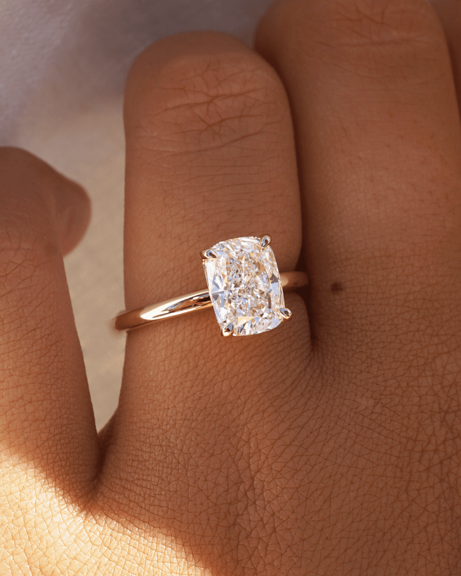 2.20 Carats Cushion Shape Moissanite Solitaire Engagement Ring