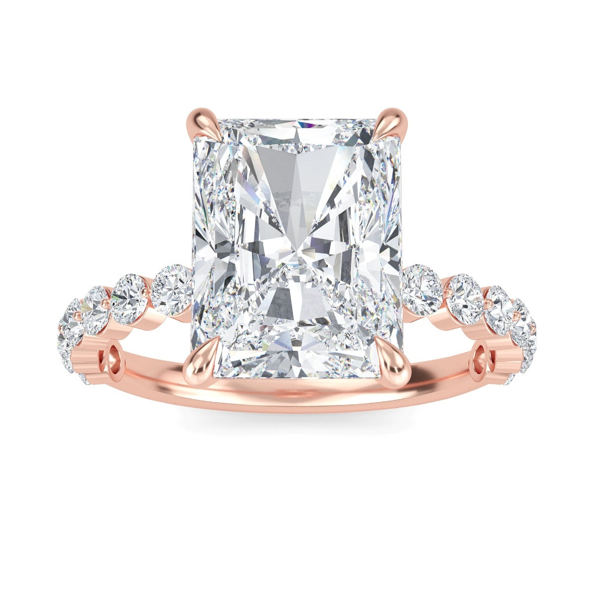 3.0 Carats Radiant Shape Moissanite Pave Engagement Ring