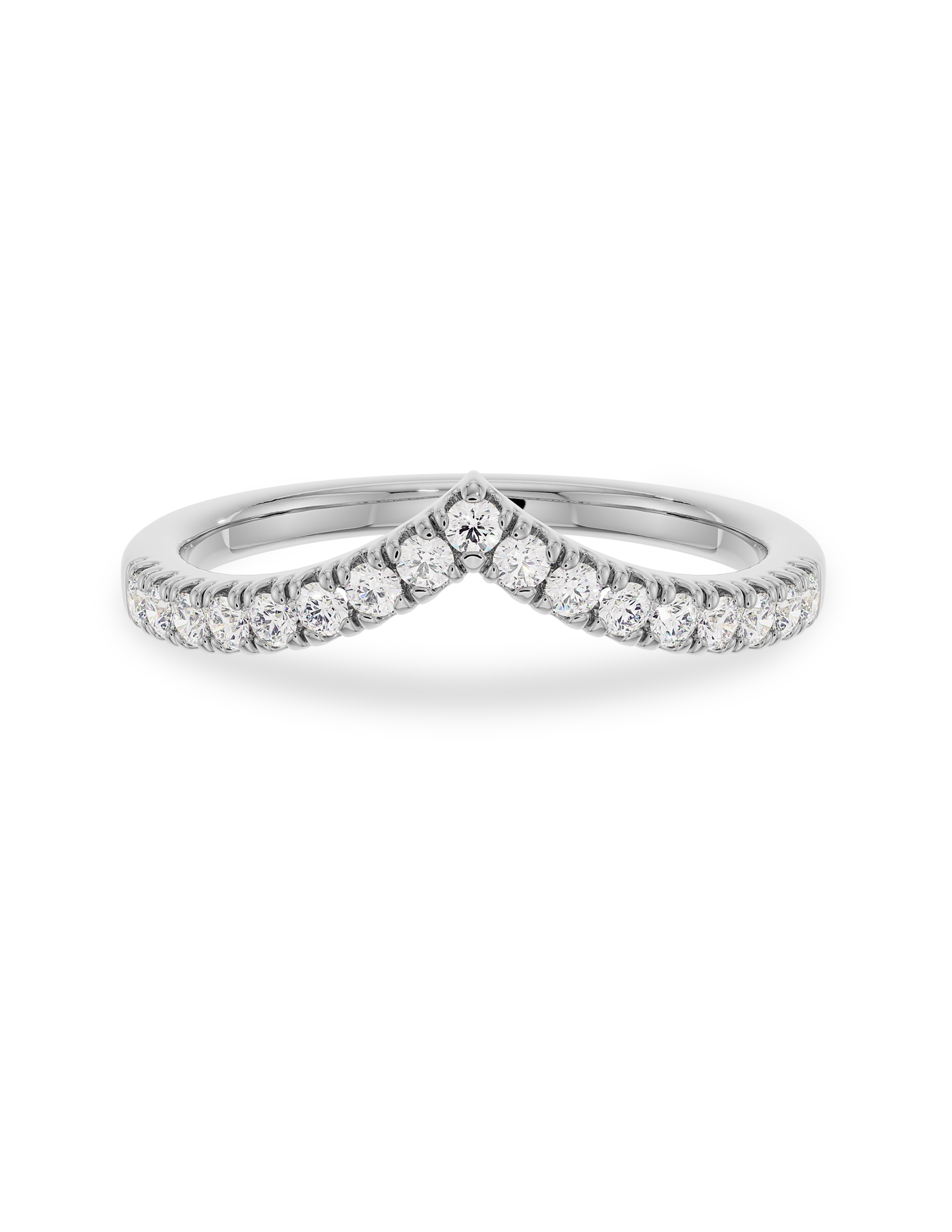 0.20 Carats Moissanite Round & V Shape Wedding Band