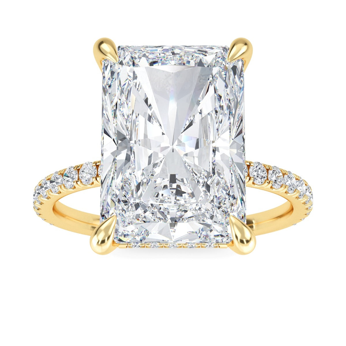 5.60 Carats Radiant Shape Moissanite Hidden Halo & Pave Engagement Ring