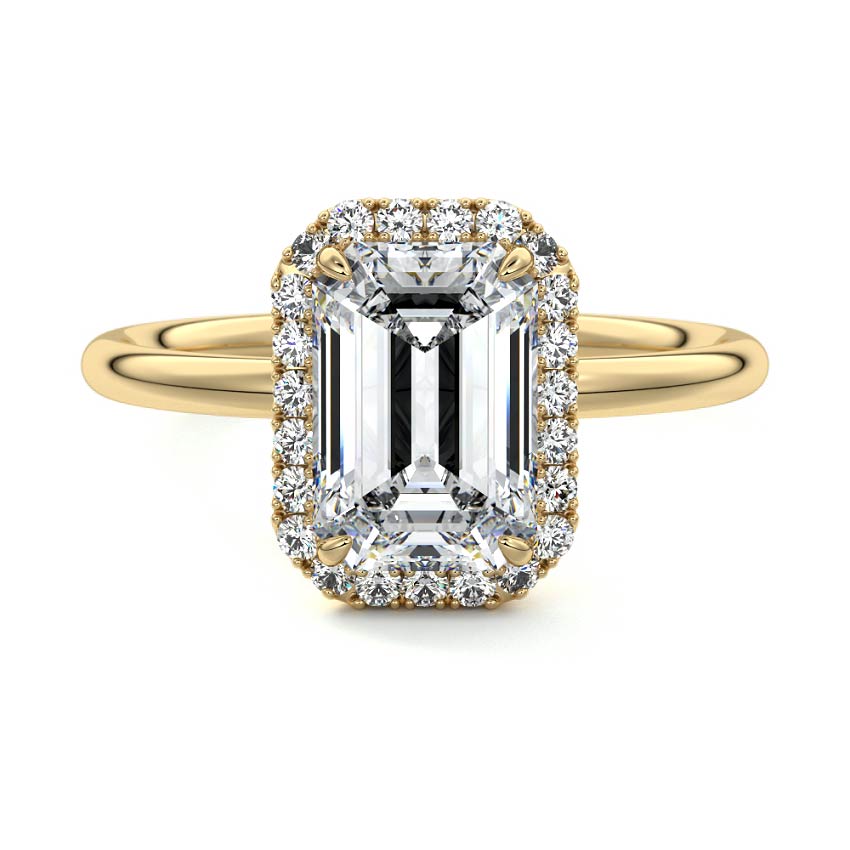3.50 Carats Lab Grown Diamond Emerald Shape E-VS1 Halo Engagement Ring