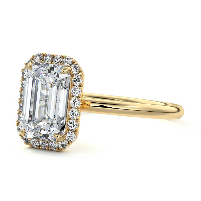 3.50 Carats Lab Grown Diamond Emerald Shape E-VS1 Halo Engagement Ring