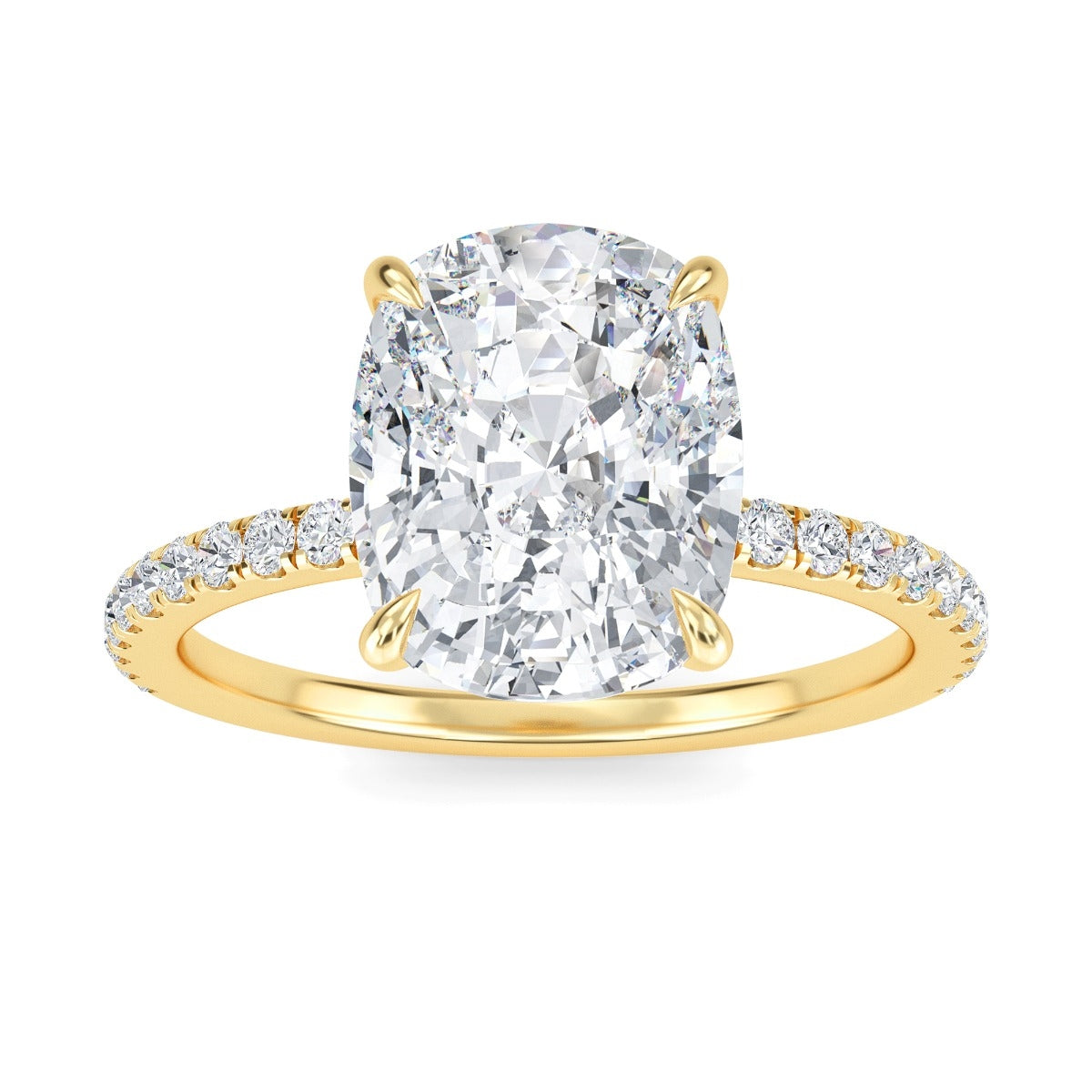 3.0 Carats Cushion Shape Moissanite Pave Engagement Ring