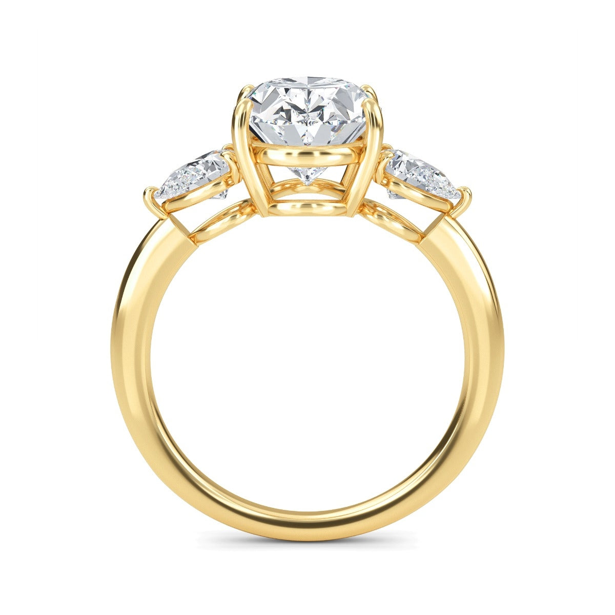 2.50 Carats Oval Shape Moissanite Three Stone Engagement Ring