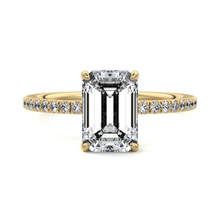 3.50 Carats Lab Grown Diamond Emerald Shape E-VS1 Pave Setting Engagement Ring