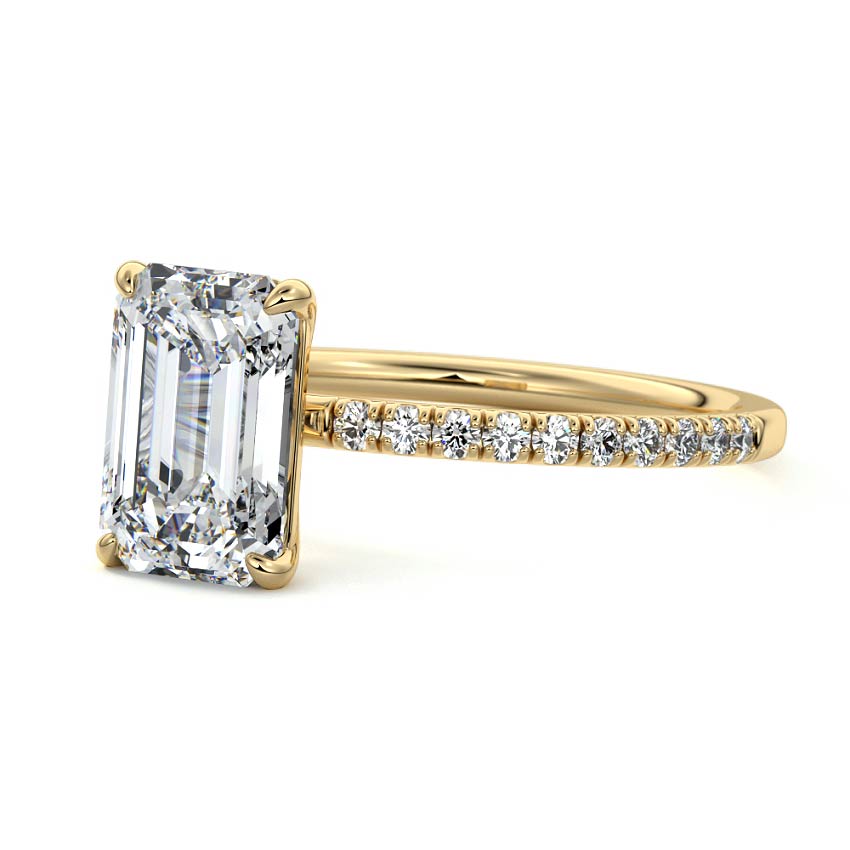 3.50 Carats Lab Grown Diamond Emerald Shape E-VS1 Pave Setting Engagement Ring
