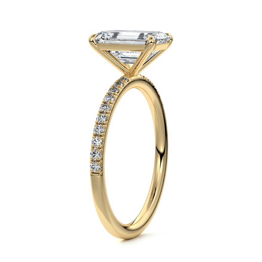 3.50 Carats Lab Grown Diamond Emerald Shape E-VS1 Pave Setting Engagement Ring