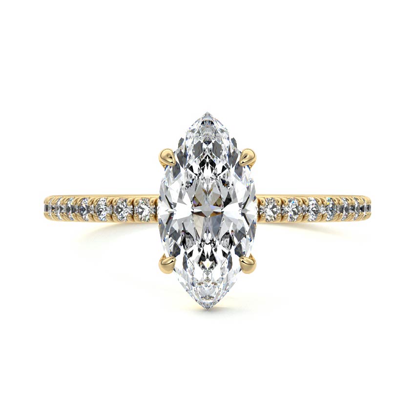 2.50 Carats Lab Grown Diamond Marquise Shape E-VS1 Pave Engagement Ring