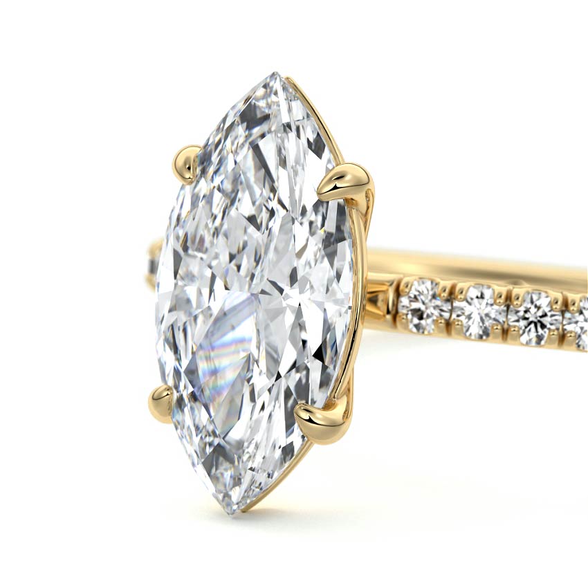 2.50 Carats Lab Grown Diamond Marquise Shape E-VS1 Pave Engagement Ring