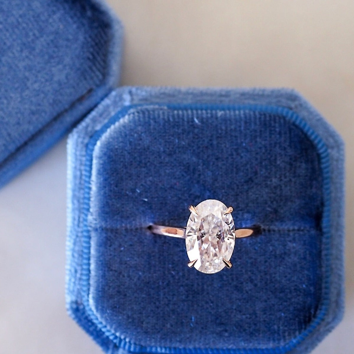 3.50 Carats Oval Shape Moissanite Hidden Halo Engagement Ring