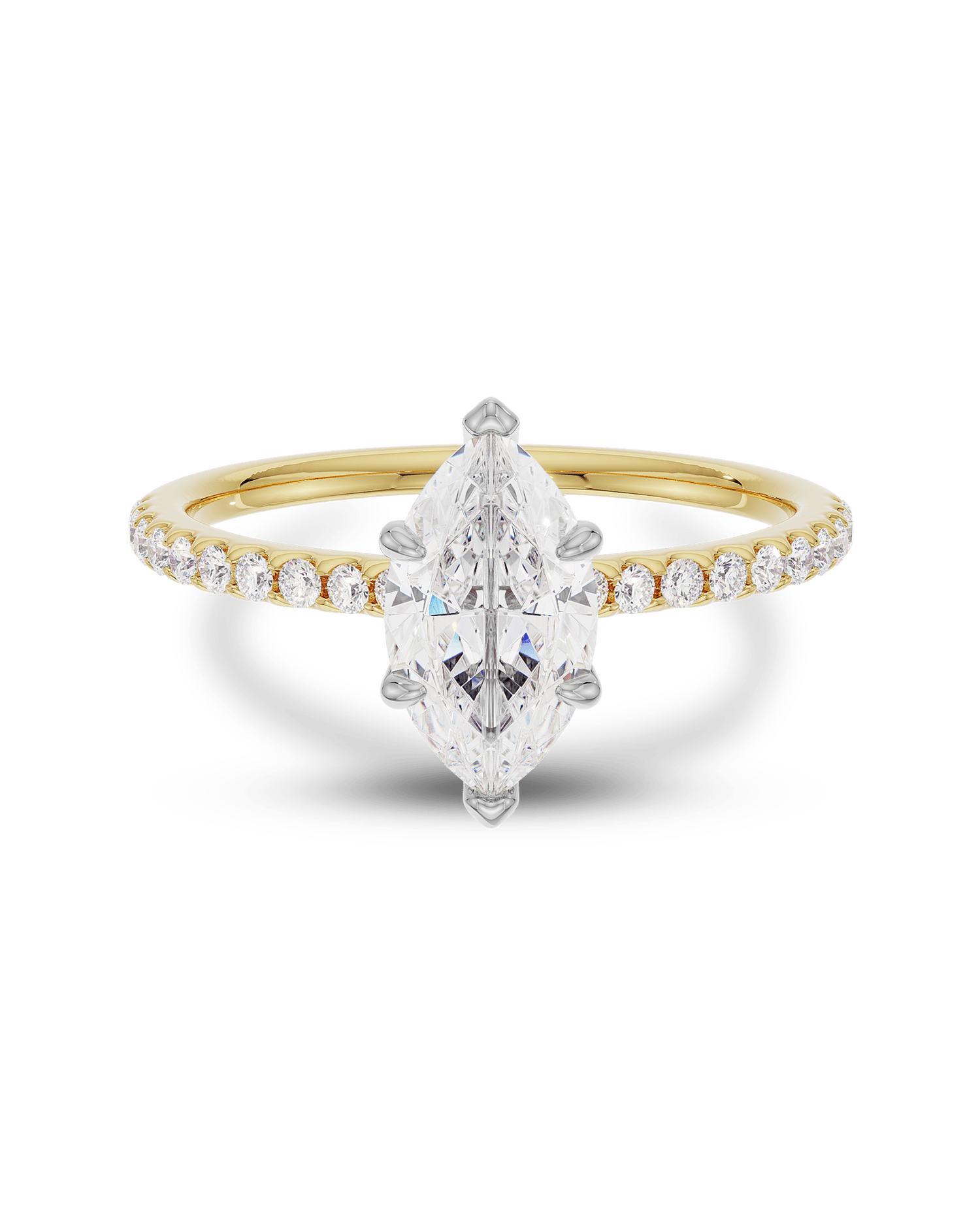 1.50 Carats Marquise Shape Moissanite Pave Engagement Ring