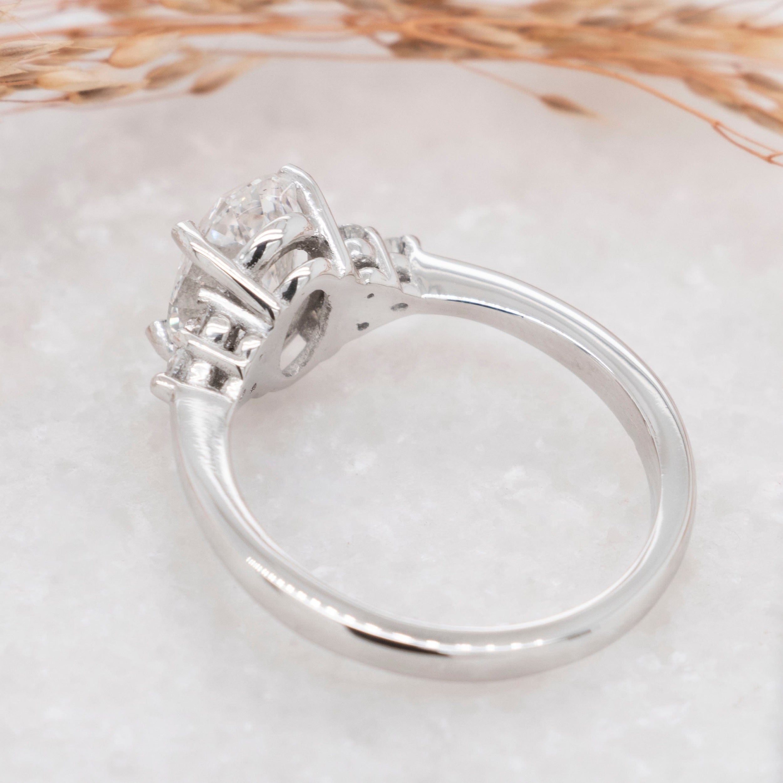 1.56 Carats Oval Shape Moissanite Cluster Engagement Ring