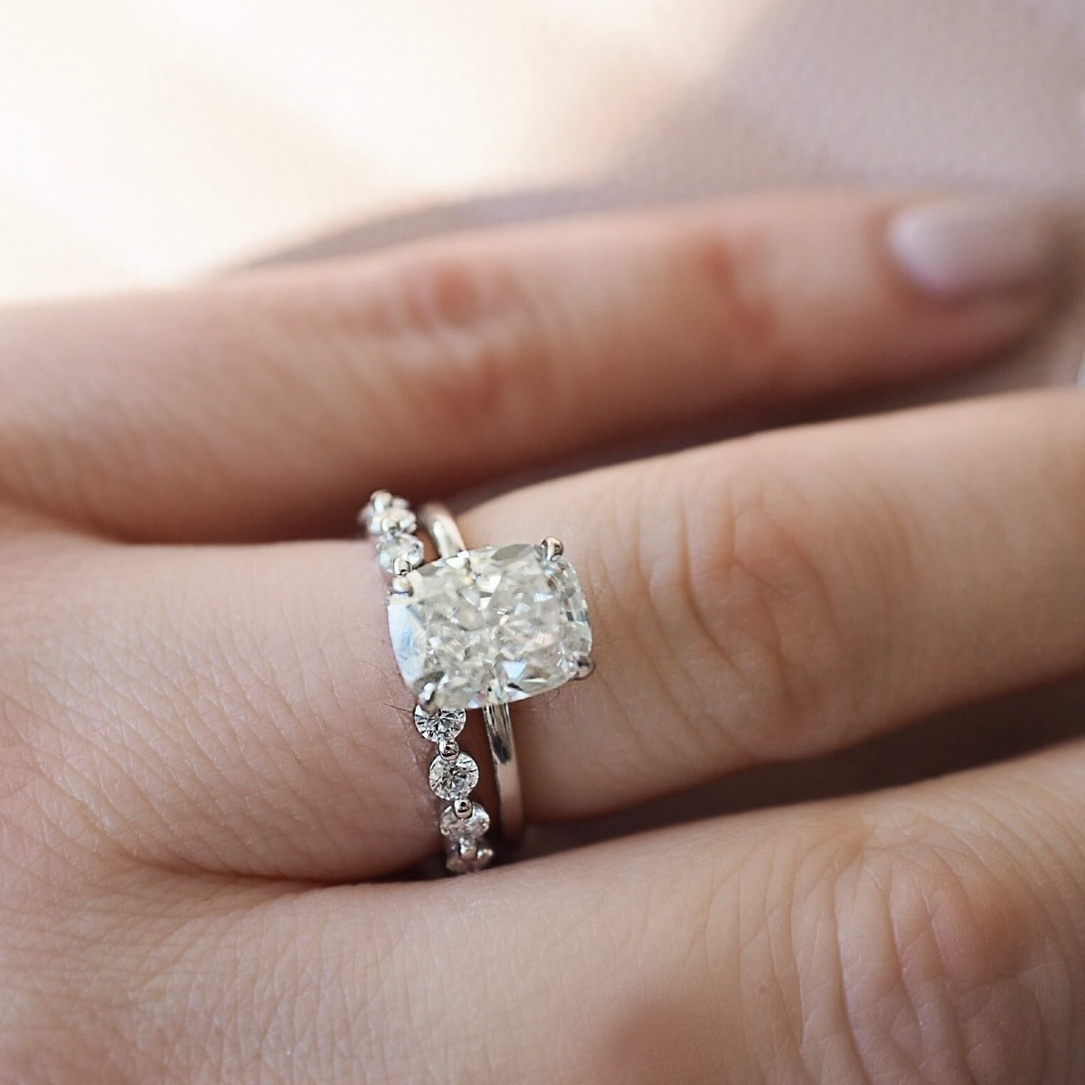 3.0 Carats Cushion Shape Moissanite solitaire Engagement Ring