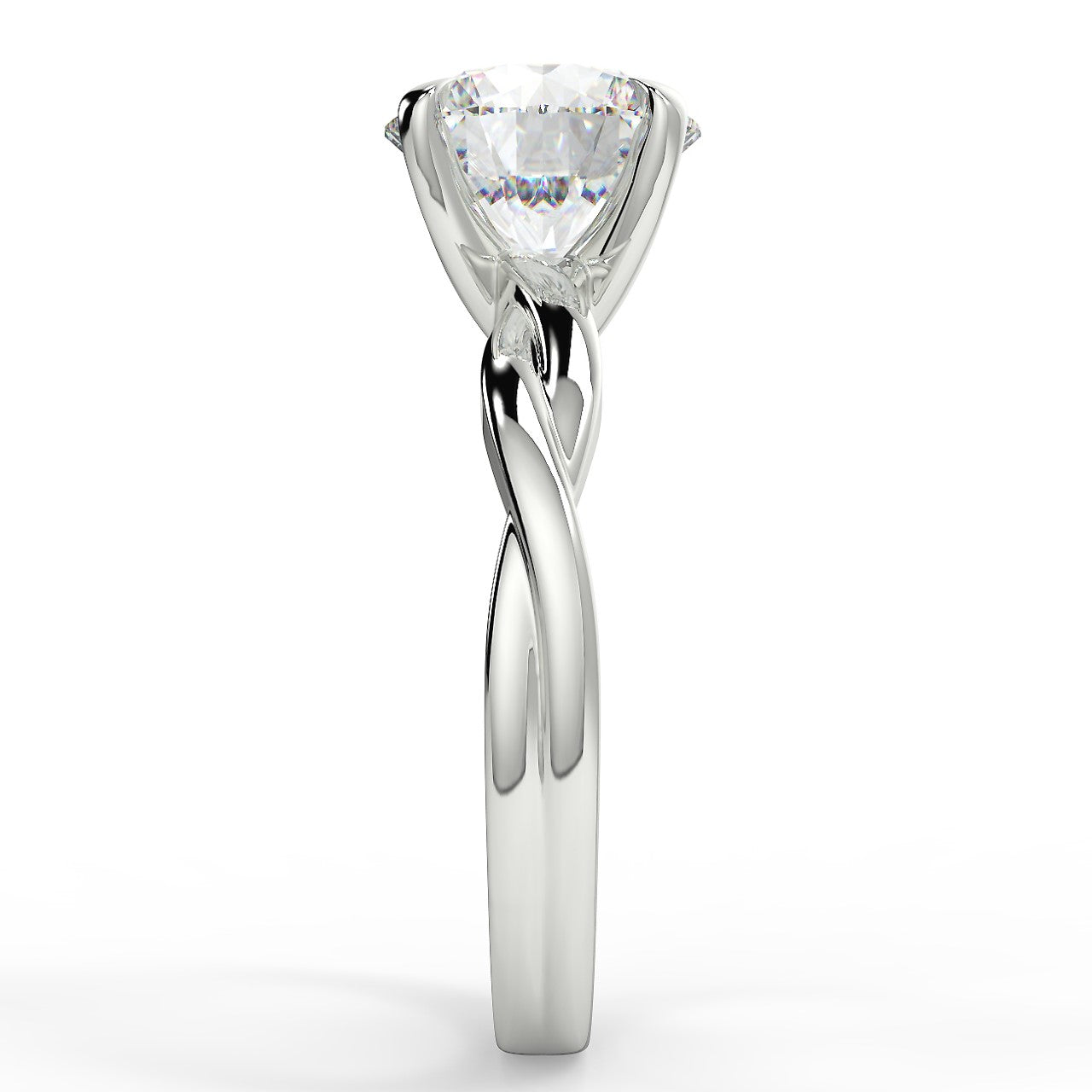 2.0 Carats Round Shape Moissanite Solitaire Engagement Ring
