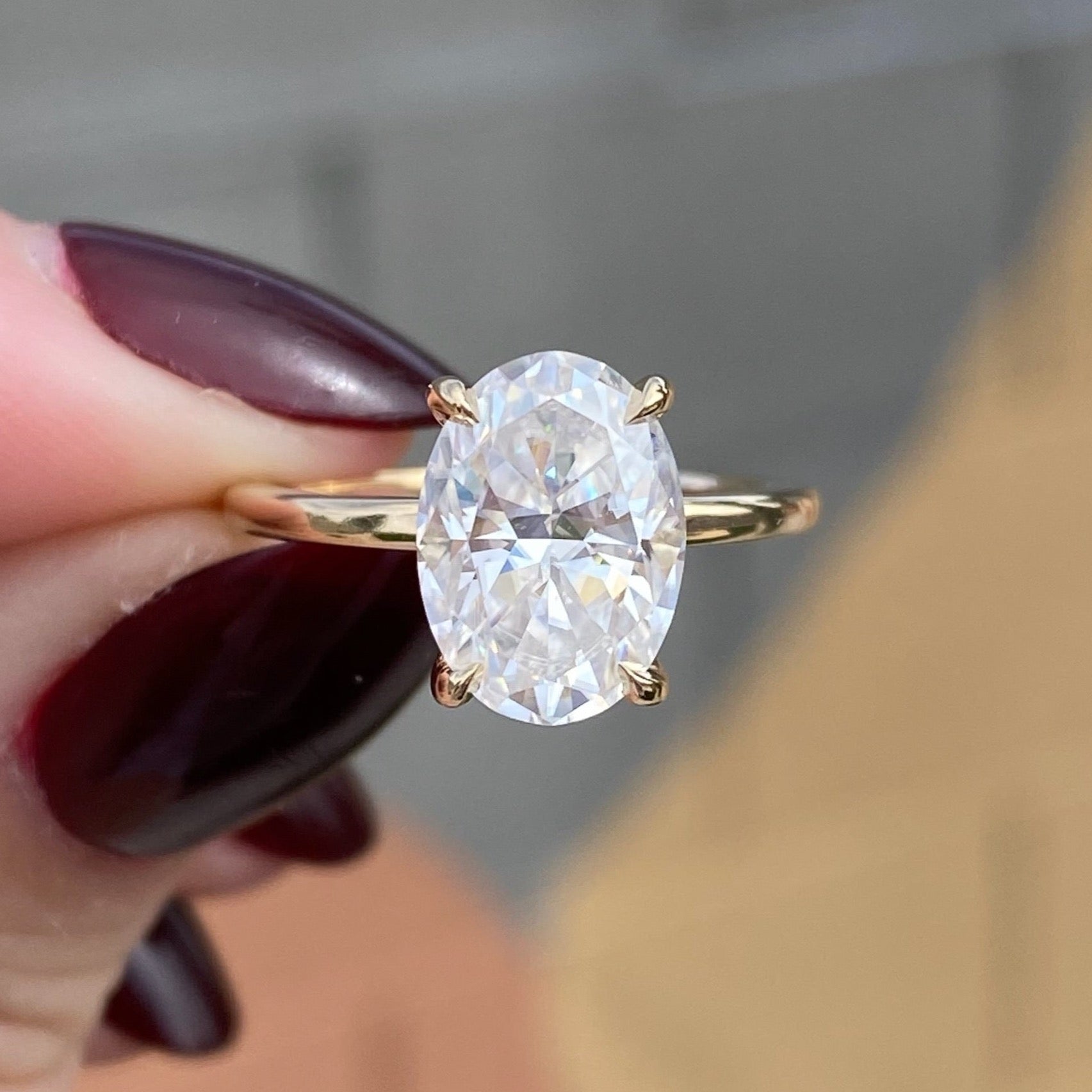 2.90 Carats Oval Shape Moissanite Solitaire Engagement Ring