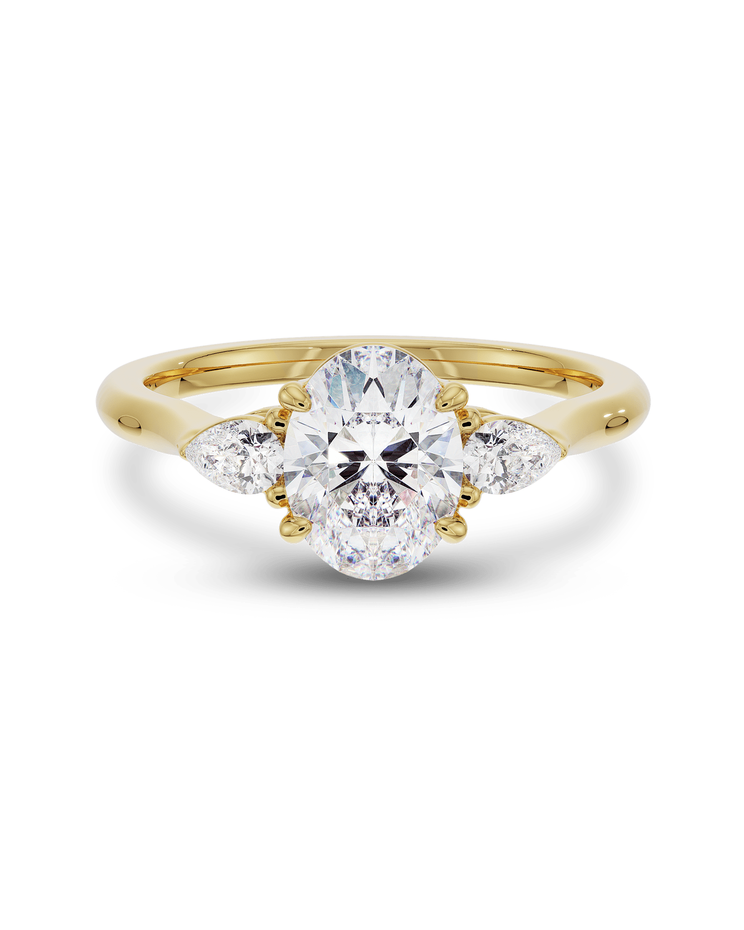 1.30 Carats Oval Shape Moissanite Three Stone Engagement Ring