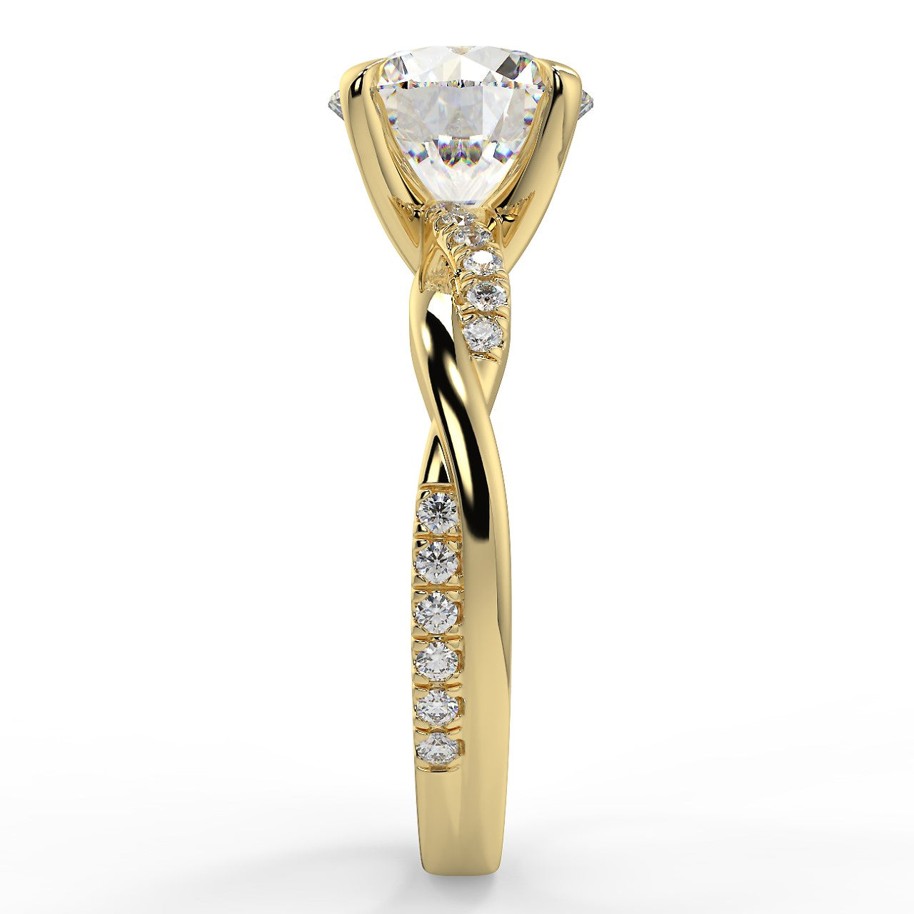 2.50 Carats Round Shape Moissanite Pave Engagement Ring