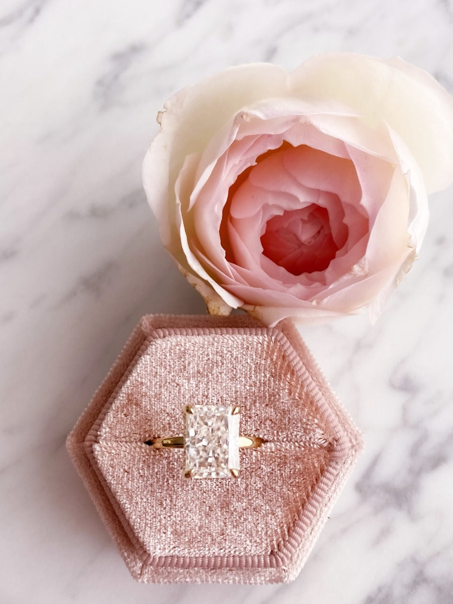 3.0 Carats Radiant Shape Moissanite Hidden Halo Engagement Ring
