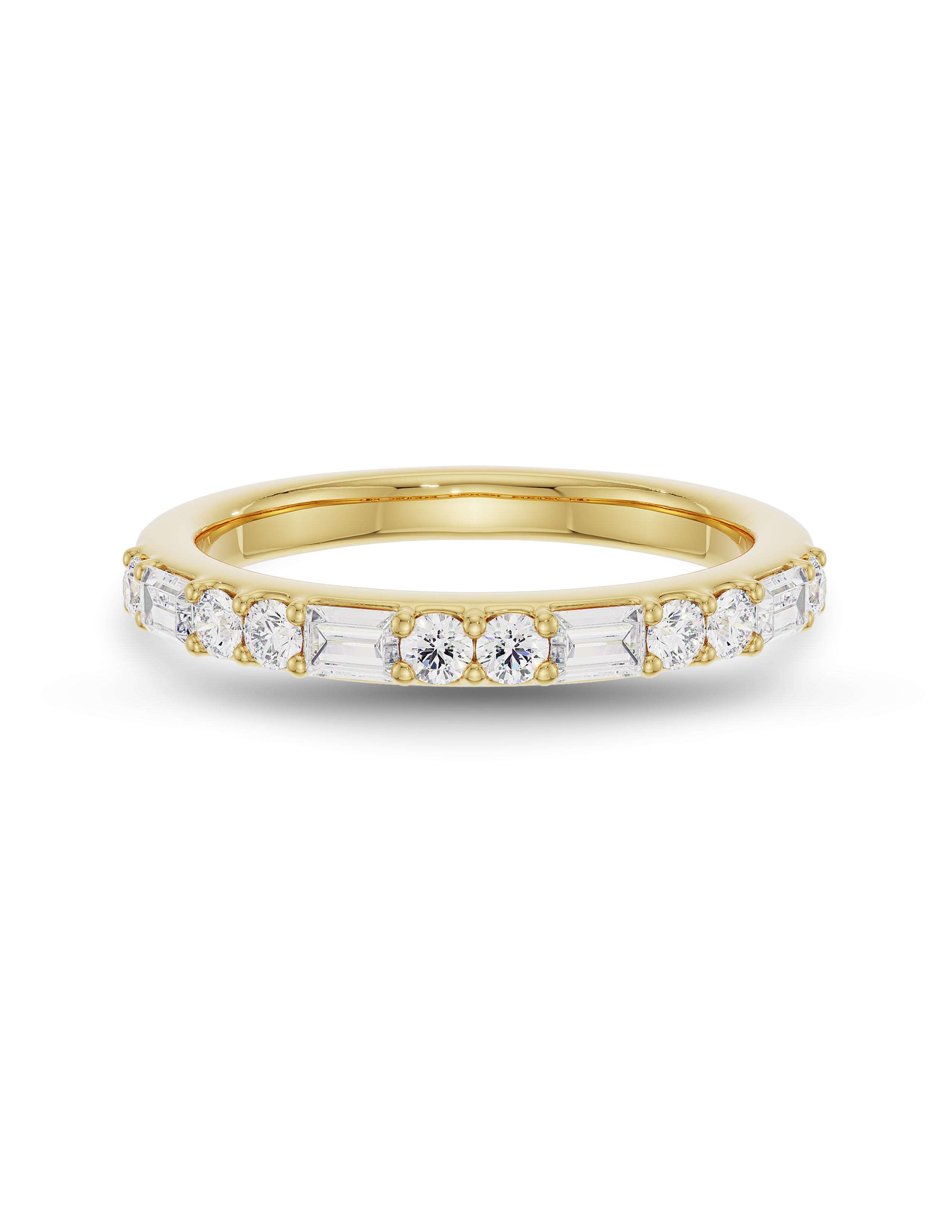0.25 Carats Moissanite Round & Baguette Shape Half Eternity Wedding Band