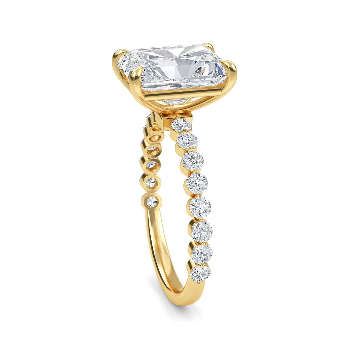 3.0 Carats Radiant Shape Moissanite Pave Engagement Ring