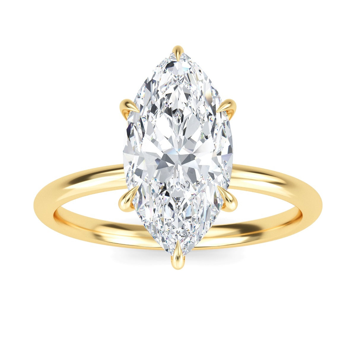 2.70 Carats Marquise Shape Moissanite Hidden Halo Engagement Ring