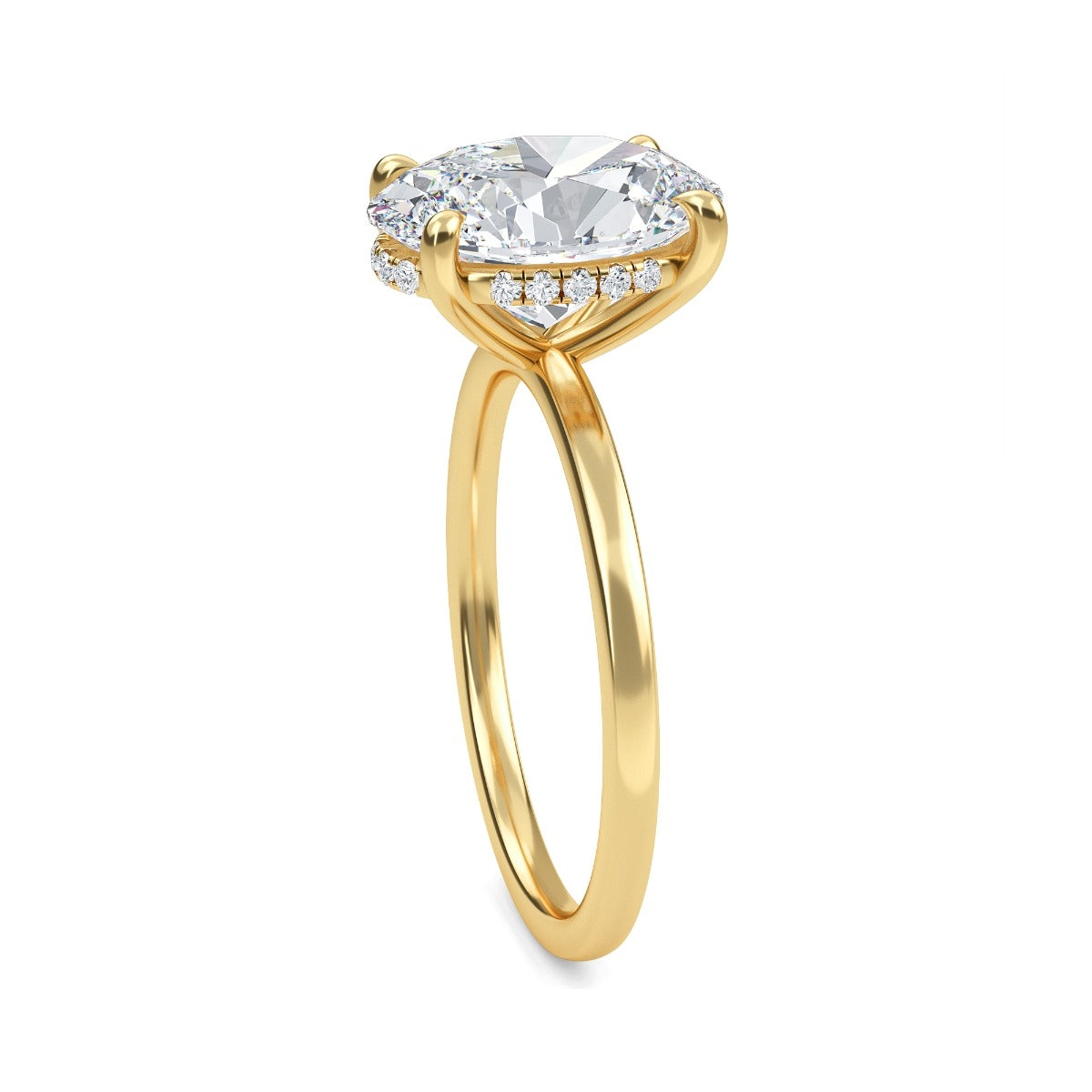 3.20 Carats Oval Shape Moissanite Hidden Halo Engagement Ring