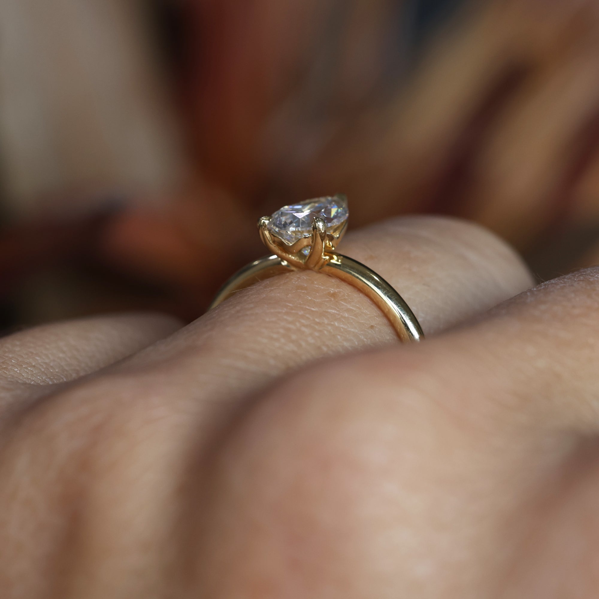 1.0 Carats Pear Shape Moissanite Solitaire Engagement Ring