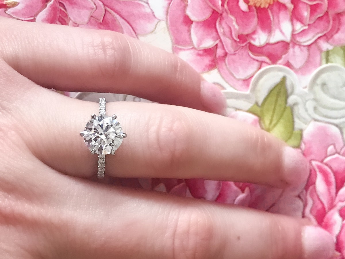 2.50 Carats Round Shape Moissanite Pave Engagement Ring