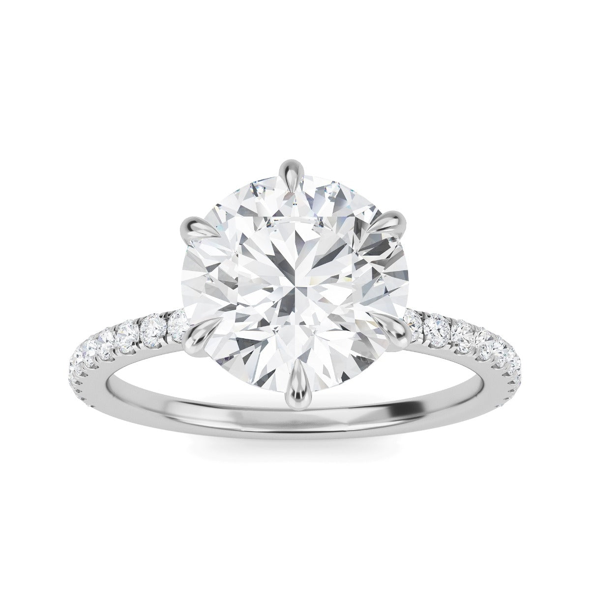 2.50 Carats Round Shape Moissanite Pave Engagement Ring