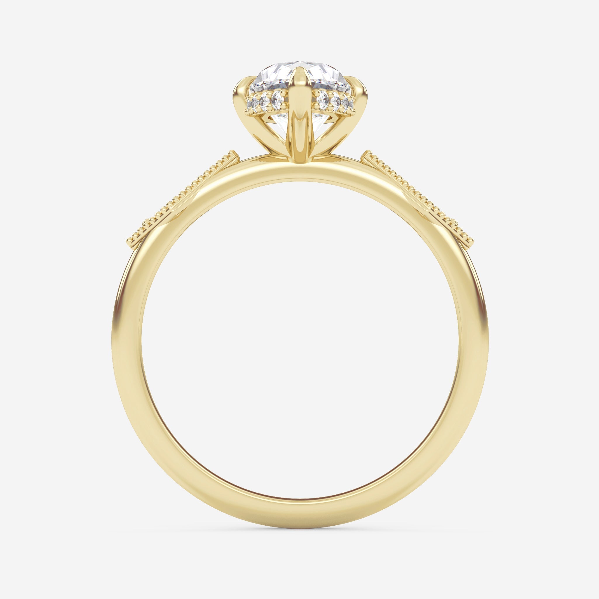 1.25 Carats Marquise Shape Moissanite Vintage Hidden Halo Engagement Ring