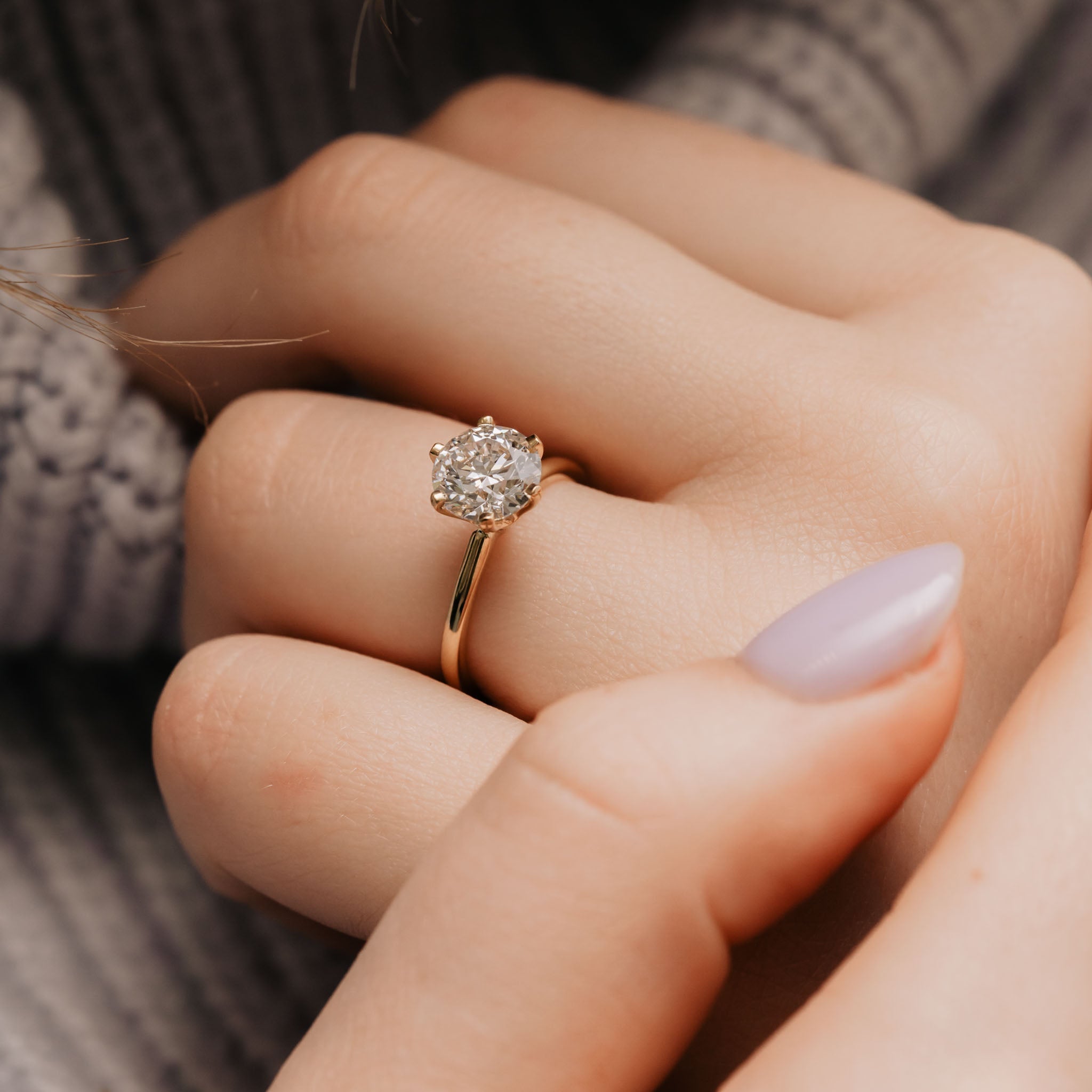 1.25 Carats Round Shape Moissanite Solitaire Engagement Ring