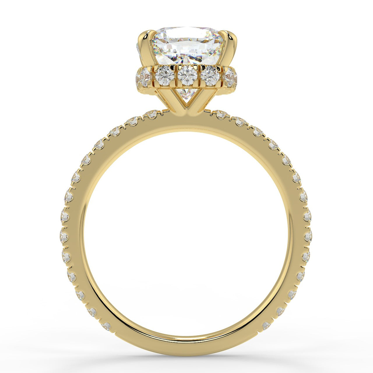 2.50 Carats Cushion Shape Moissanite Hidden Halo & Pave Engagement Ring