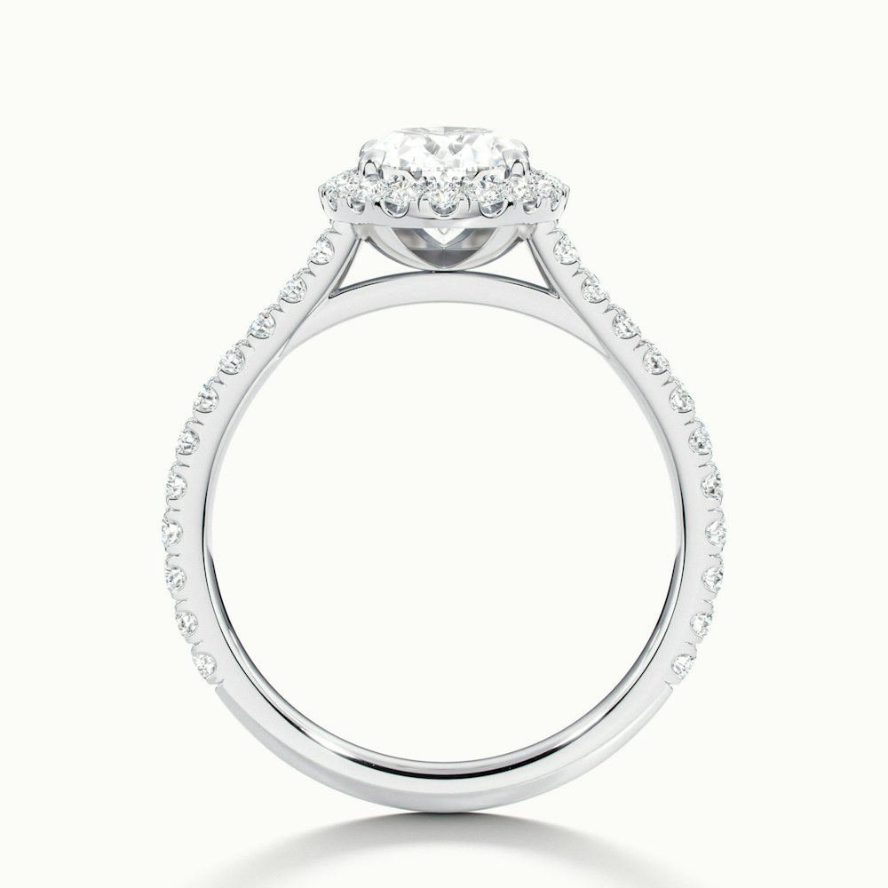 1.0 Carats Lab Grown Diamond Oval Shape E-VS1 Halo & Pave Engagement Ring