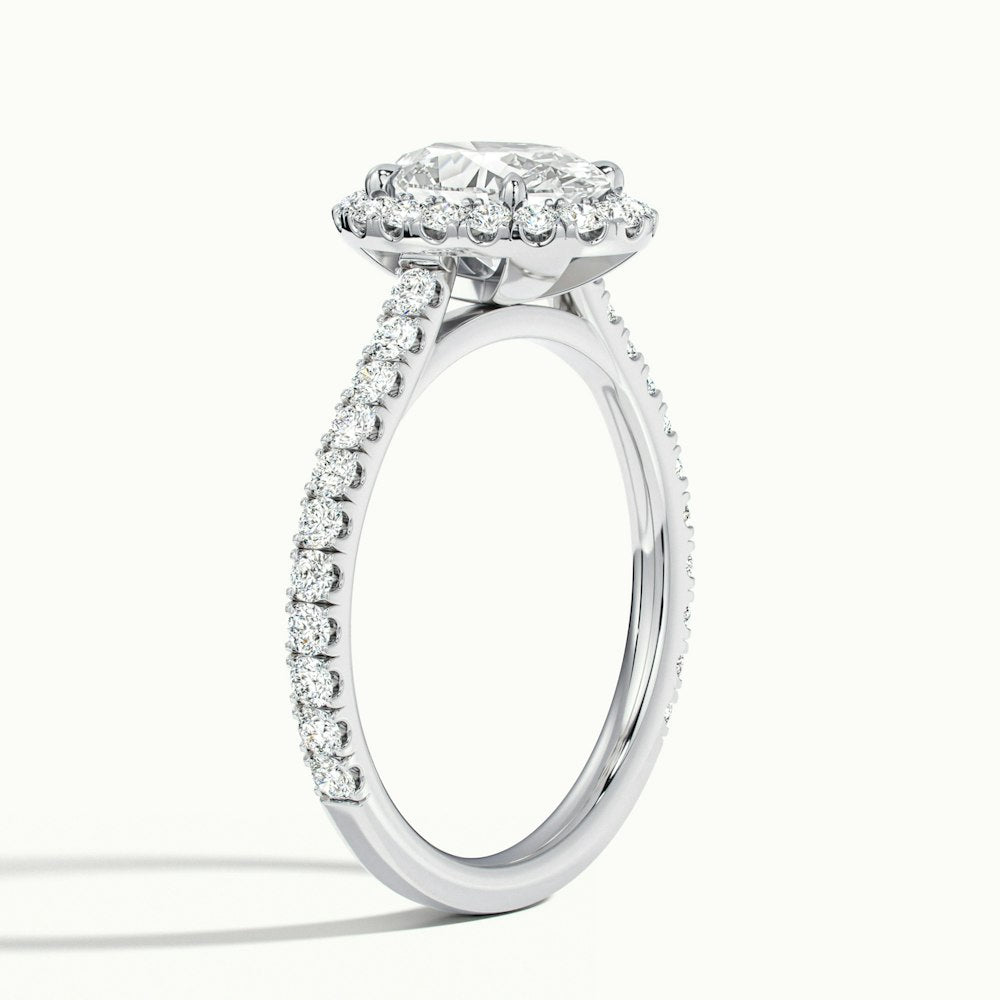 1.0 Carats Lab Grown Diamond Oval Shape E-VS1 Halo & Pave Engagement Ring