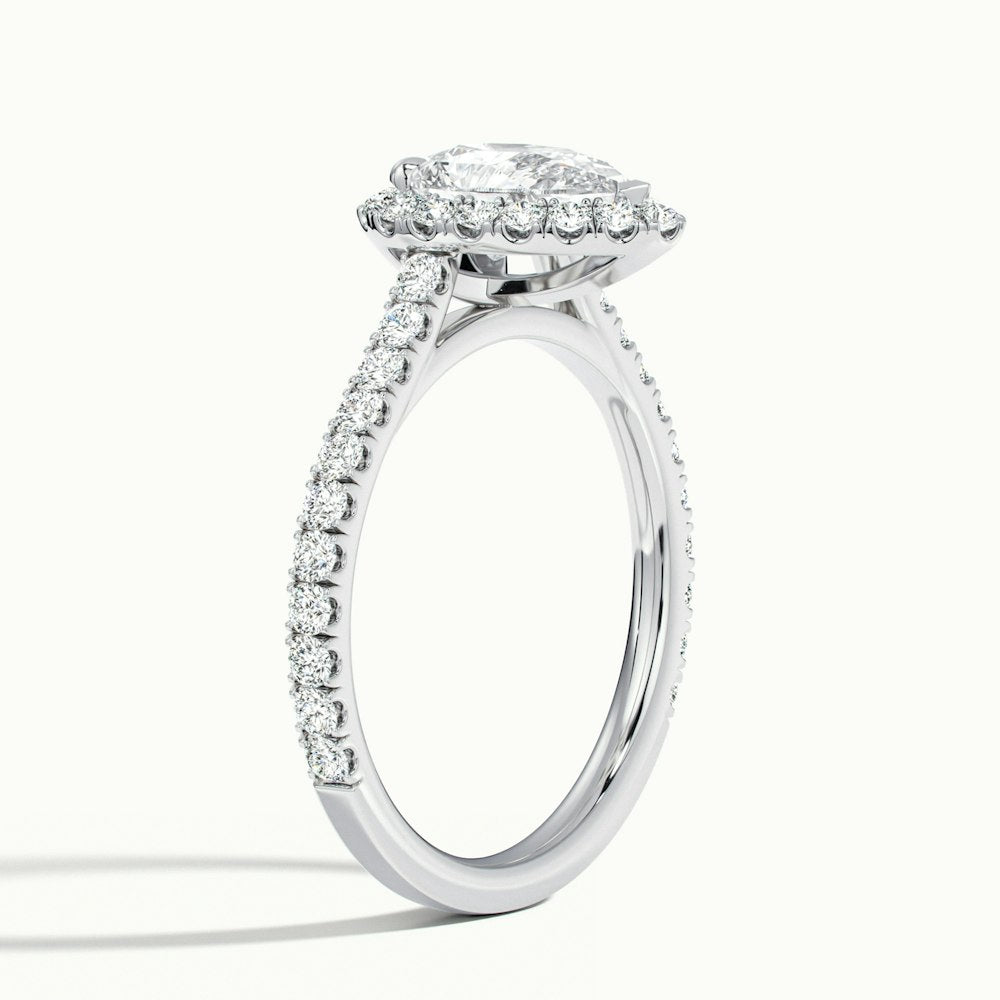 2.0 Carats Lab Grown Diamond Pear Shape E-VS1 Halo & Pave Engagement Ring