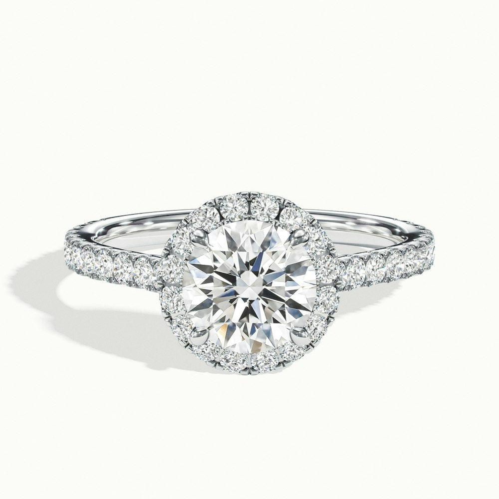 1.0 Carats Lab Grown Diamond Round Shape E-VS1 Halo & Pave Engagement Ring