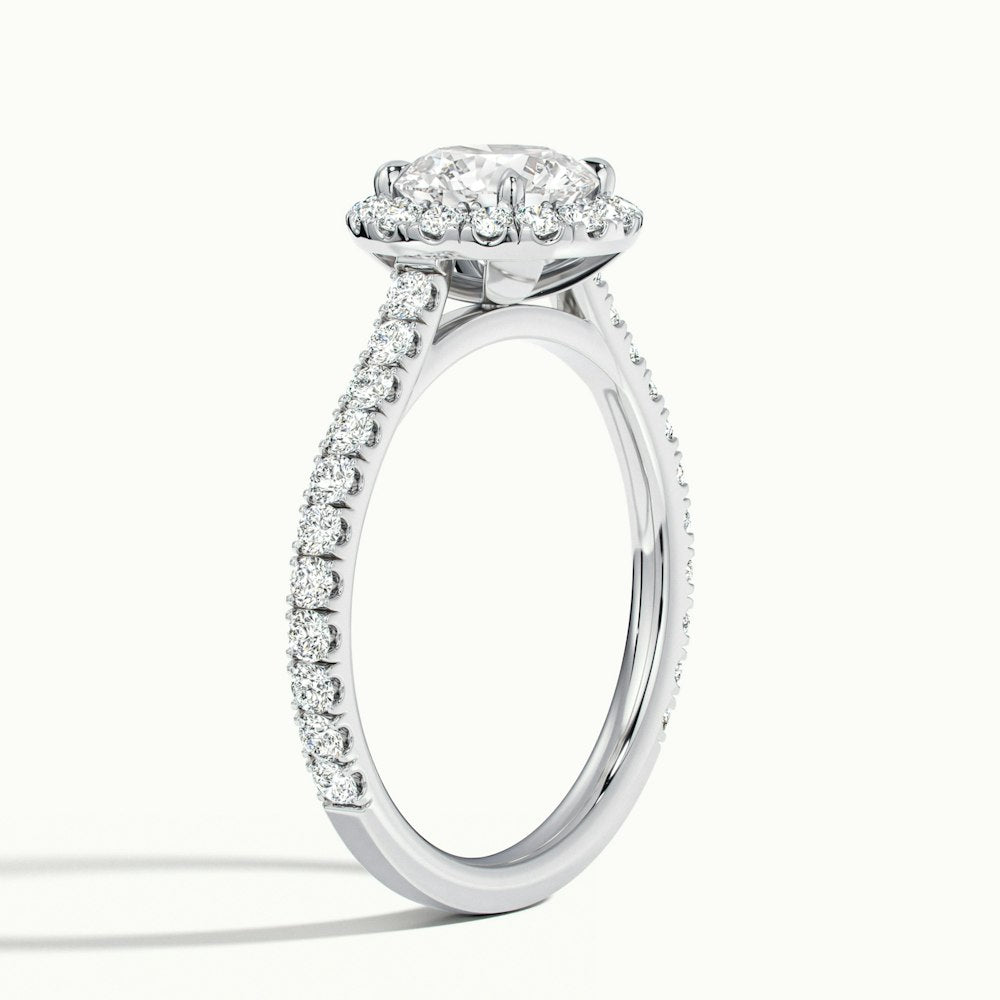 1.0 Carats Lab Grown Diamond Round Shape E-VS1 Halo & Pave Engagement Ring