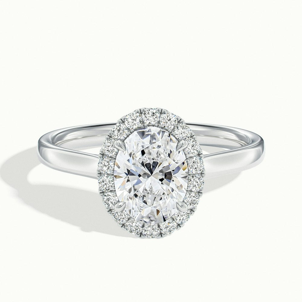 1.0 Carats Lab Grown Diamond Oval Shape E-VS1 Halo Engagement Ring
