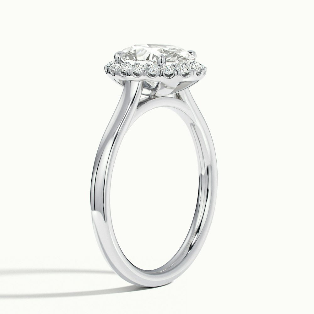 1.0 Carats Lab Grown Diamond Oval Shape E-VS1 Halo Engagement Ring