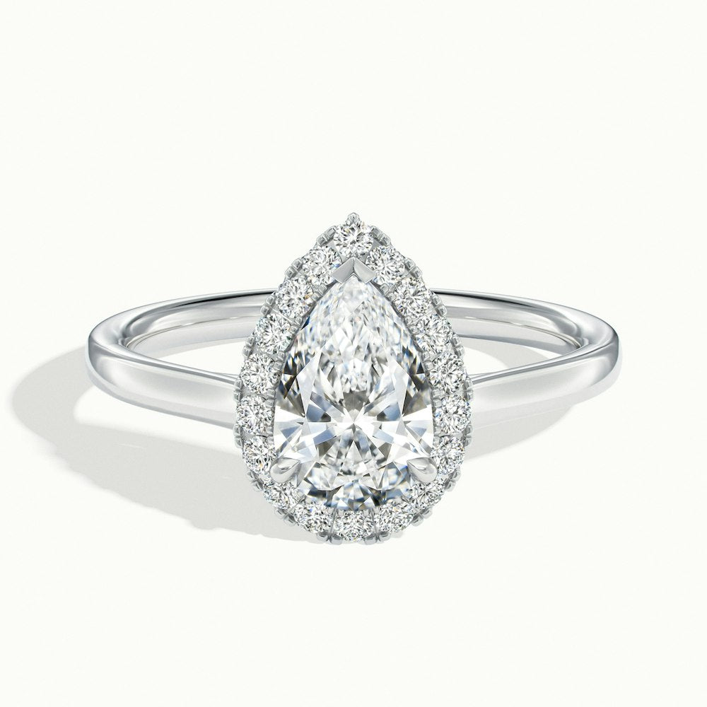 1.0 Carats Lab Grown Diamond Pear Shape E-VS1 Halo Engagement Ring