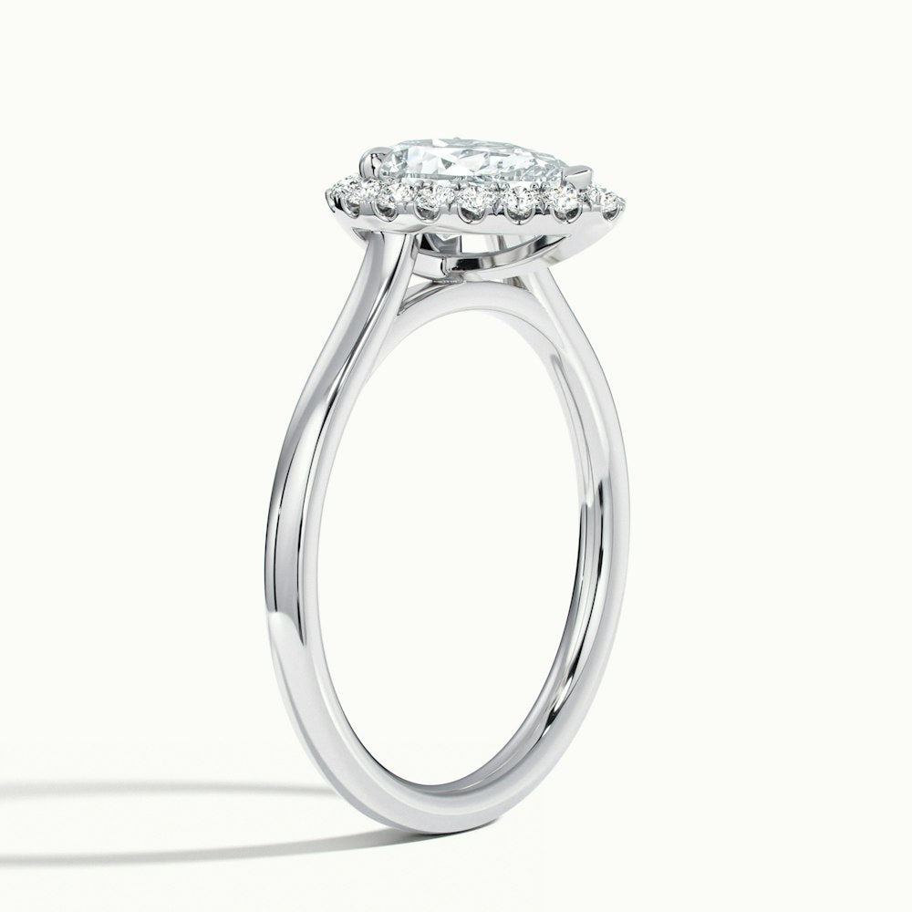 1.0 Carats Lab Grown Diamond Pear Shape E-VS1 Halo Engagement Ring