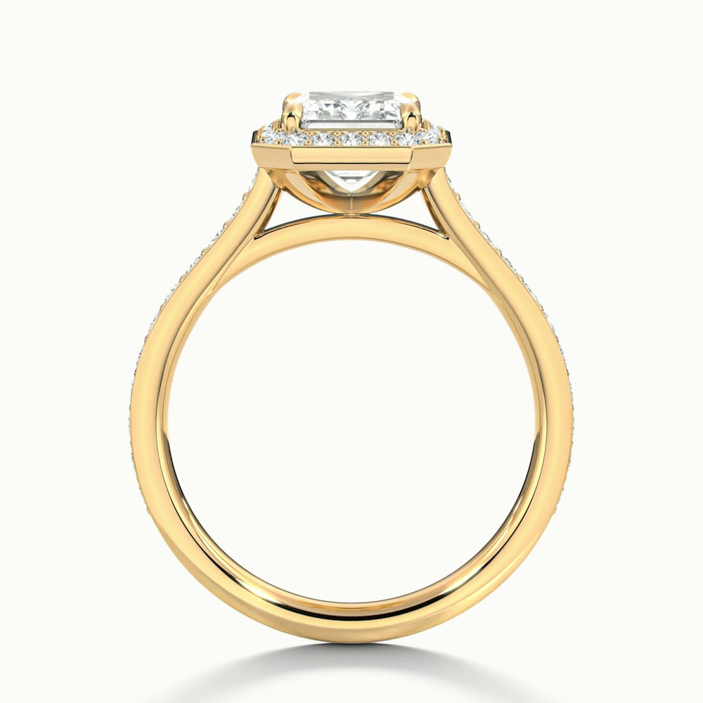 1.0 Carats Lab Grown Diamond Emerald Shape E-VS1 Halo & Pave Engagement Ring